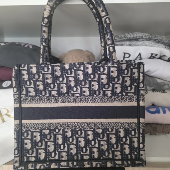 Christian Dior Oblique Book Tote Bag Blue Small - Picture 10 of 14